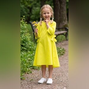 COS Kids Bright Yellow Kids Dress with Bow Accents